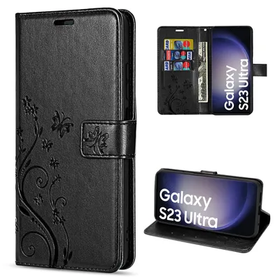 Produktbild von Handy Tasche für Samsung Galaxy S23 Ultra Handyhülle Blumen Hülle Flip Cover