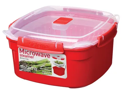 Image de sistema four micro-ondes à vapeur avec panier 2,4 l rouge