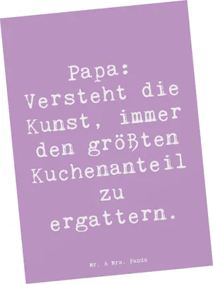 Produktbild von Mr. & Mrs. Panda Postkarte Spruch Papa Kuchenmeister - Lavendeltraum - Geschenk, Familienleben, Ansichtskarten, Witz, herzerwärmende Sprüche, Ansichtskarte, Kuchen, Liebe
