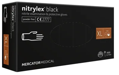 Zdjęcie produktu dla Rękawiczki nitrylowe Mercator Nitrylex czarny 100 szt. rozmiar XL jednorazowe ochronne