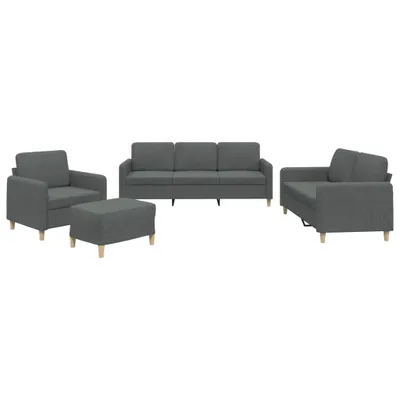 Image de Ensemble de canapés 4 pcs avec coussins Gris foncé Tissu