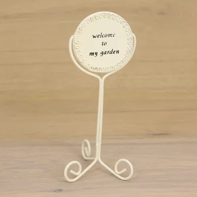 Produktbild von Minigarten Willkommensschild weiß Metall Höhe 14,5 cm Deko