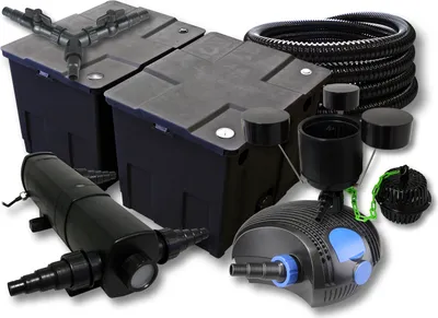 Produktbild von SunSun Komplettset: CBF-350B Teichfilter bis 60000 L Teichfilteranlage, CTF-12000 Teichpumpe 12000l/h 100W, CUV-224 Teichklärer 24W, 25m Teichschlauch 25 mm, CSP-250 Skimmer 2500l/h 45W, Y-Verteiler