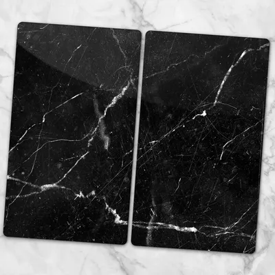 Produktbild von Glas-Herdabdeckplatten Glaskeramikkochfeld-Abdeckung Spritzschutz Glas 2x30x52 cm - Schwarzer Marmor