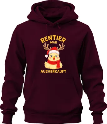 Produktbild von Rentier war t lustig Küken Weihnachten Santa Geschenk Uni Hoodie Kapuzenpullover, Burgundy, L