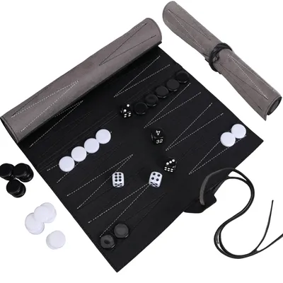 Productafbeelding van Backgammon set, mini, lichtgewicht, 25,5x34,5 cm, geschikt voor gebruik in de tuin en onderweg