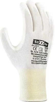 Produktbild von teXXor® Schnittschutz-Strickhandschuhe PolyurethanBESCHICHTUNG, Weiß/Weiß