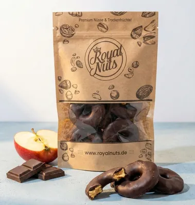 Produktbild von 250g Apfelringe mit Zartbitterschokolade