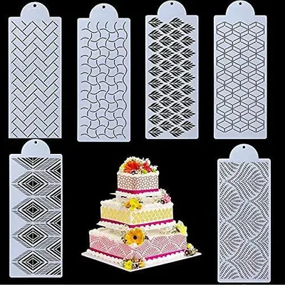 6 Kuchen-Dekorationsschablonen, Blumenmuster, 35x15 cm