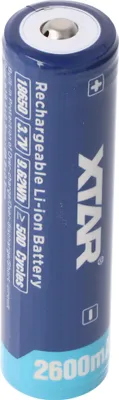 Produktbild von XTAR 18650 2600mAh 3,6V - 3,7V Li-Ion-Akku geschützt mit Kopf, Abmessungen 69,50x18,4mm