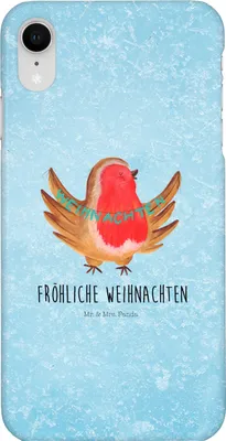 Produktbild von Mr. & Mrs. Panda Iphone XR Handyhülle Rotkehlchen Weihnachten - Eisblau - Geschenk, Frohe, Heiligabend, Premium Kunststoff, Vogel, Winter, Weihnachtsgruß, Handy Case
