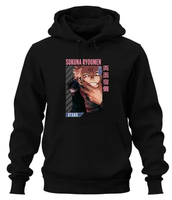 Produktbild von Sukuna Ryoumen Jujutsu Kaisen Dämon Rotaugen Otaku Anime Hoodie Kapuzenpullover, Schwarz, XXL