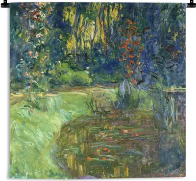 Produktbild von MuchoWow® Wandteppich Wandbehang Teich mit Seerosen - Claude Monet 150x150 cm Tapisserie Dekoration Wandtuch - Wohnaccessoires - Modernes