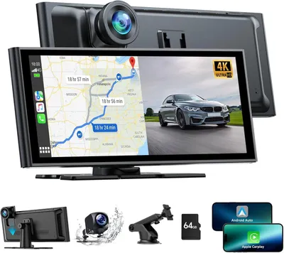 Immagine prodotto di Autoradio con schermo da 9,26 pollici, compatibile con CarPlay wireless, dotata di dashcam 4K, telecamera posteriore 1080p e sistema di navigazione GPS