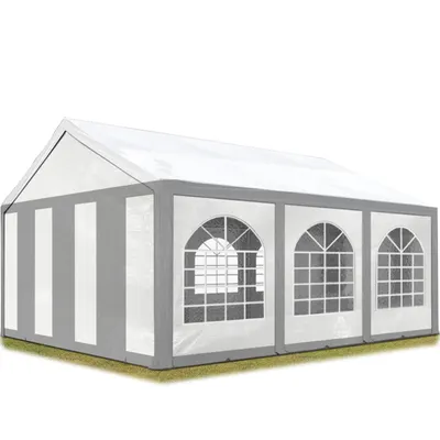 Produktbild von Hochwertiges Partyzelt 3x6 m Pavillon Zelt ca. PE Plane 450 N Gartenzelt Festzelt Bierzelt Wasserdicht grau-weiß