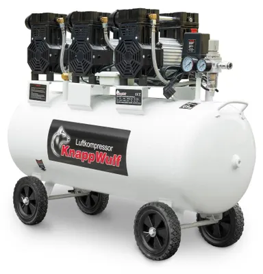 Productafbeelding van Luchtcompressor Stille 100 Liter - Olievrije Compressor 8 Bar - 3300 W Vermogen - Wit - Werkplaats