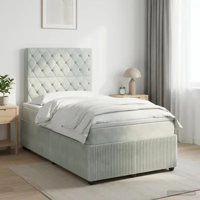 Immagine prodotto di Maison Exclusive - Letto boxspring con materasso grigio chiaro 120 x 190 cm velluto