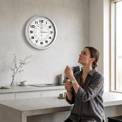Image de Horloge analogique radio-pilotée blanche