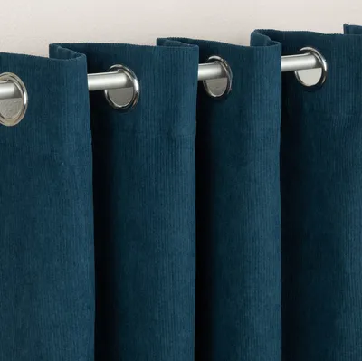 Produktbild von Ösengardine Cordoptik einfarbig petrolblau 140x260cm