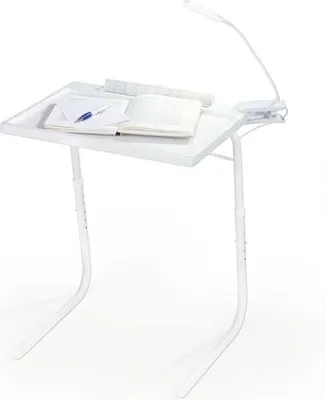 Produktbild von MAXXMEE Beistelltisch mit Klemmlampe 3 individuelle Neigungswinkel 6 Verschiedene Höheneinstellungen praktisches L-Design klemmbare Leselampe dimmbar