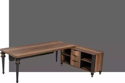 Produktbild von Großer Holz Eckschreibtisch Arbeitszimmermöbel Chef Tische Holzmöbel