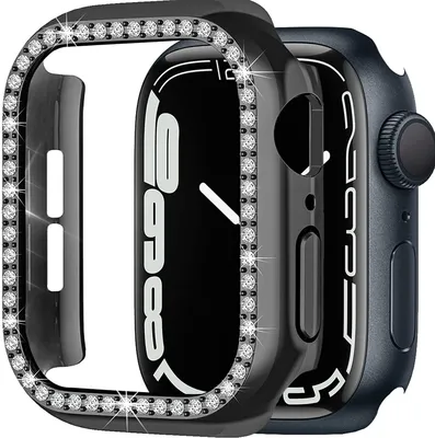 Produktbild von Strap-it Apple Watch 7 Diamond PC Hardcase 41mm (Schwarz)
