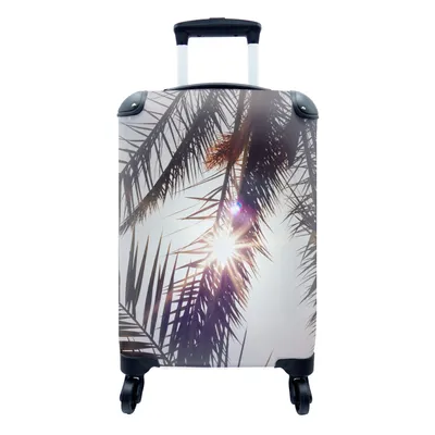 Produktbild von MuchoWow® Koffer Handgepäck Trolley Rollkoffer Kleine Reisekoffer mit 4 Rollen - Palmwedel - Sonne - Sommer - Cabin Size < 55x40x23 cm & 55x40x20 cm - Fotokoffer - Kabinenkoffer - Boardgepäck - Reise-Box - Reisekoffer - Reisegepäck - Koffer mit Bild - Trolley für Kinder