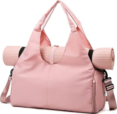 Produktbild von Sporttasche, Damen, Yogatasche, große Reisetasche mit Schuhfach und mehreren Taschen, wasserdichte Tragetasche für Yogamatten, leichte Weekender-Sporttasche, Trainingstasche für Sport, Reisen und Yoga
