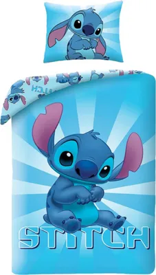 Produktbild von Stitch Bettbezug Blau 140 x 200 cm - 70 x 90 cm - Baumwolle