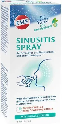 Obrázek produktu pro Emser Sinusitis Spray mit Eukalyptusöl, Nosní sprej, Děti, 12 rok/roky, Uvolnění nosu, Sinus headache relief, 1 kusů, 15 ml