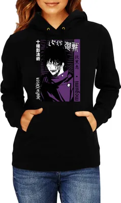 Obrázek produktu pro Dámská Mikina S Kapucí Japan Manga Comics Anime Jujutsu Anime Manga Kaisen Megumi Fushiguro Var-046 Megumi Fushiguro, Lady L / Černá