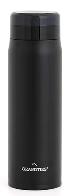 Reise-Wasserflasche 591 ml, doppelwandig, isoliert, mit Sieb, Schwarz