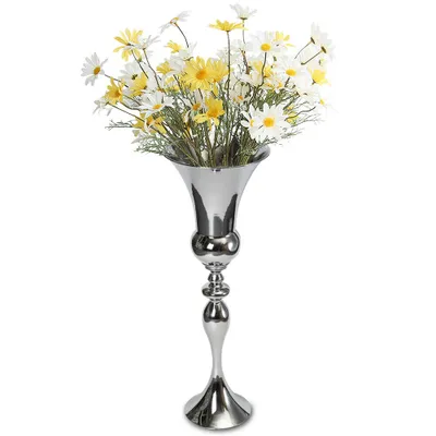Image de Moderne vase de fleurs en fer 74cm Antique vase de sol vase de table Intérieur Accueil Décoration de mariage Cadeau de décoration intérieure (Argent)