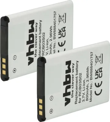 Produktbild von vhbw 2x Akku kompatibel mit Swisstone BBM 615, BBM 625 Handy Smartphone Senioren Telefon (800 mAh, 3,7 V, Li-Ion)