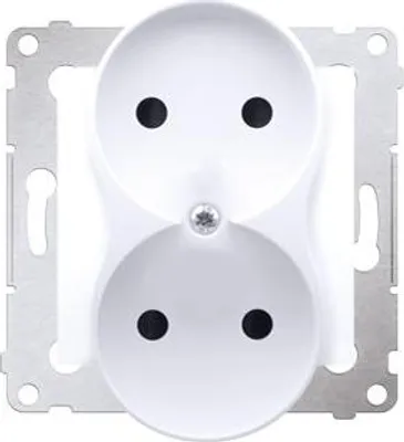 Image de Prise double (module) avec mise à la terre Schuko bornes à vis 16A 250V blanc contact Simon 54 DGSz2Z/11
