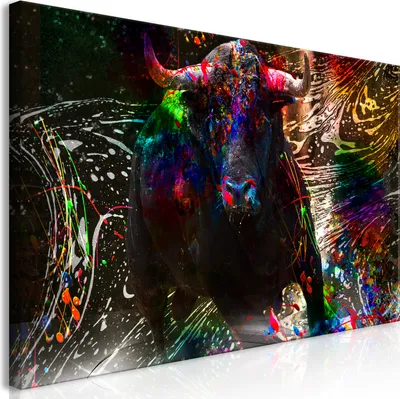 Zdjęcie produktu dla Fototapeta mega XXXL zwierzęta 250x125 cm jednoczęściowa XXL format art print do samodzielnego montażu canvas wydruki nowoczesne obrazy DIY dekoracja ścienna płaska deco byk kolor plamy abstrakcja g-A-0292-ak-e