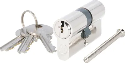 Produktbild von Profilzylinder Messing vernickelt - Doppelzylinder 30/30mm gleichschließend