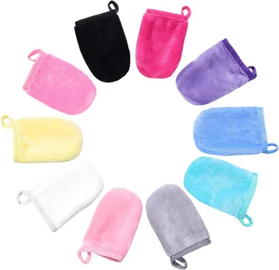 Produktbild von Mikrofaser Duschhandschuhe, 10 Stück, wiederverwendbar, weich, für Make-up-Entfernung