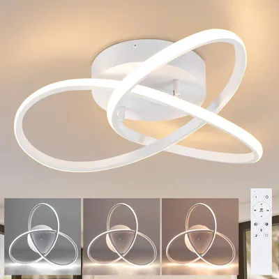 Zdjęcie produktu dla ZMH LED lampa sufitowa ściemnialna z pilotem Lampa sufitowa 40CM 33W Nowoczesna biała geometryczna lampa do salonu sypialni kuchni przedpokoju