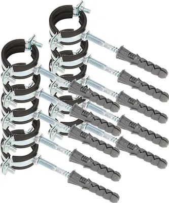 Produktbild von KOTARBAU® 10er Set Rohrschellen 5/4" Rohrbefestigung Rohrleitungsbefestigung Gelenkrohrschellen Dichtung mit Dübeln