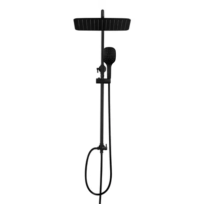 Produktbild von JOHO XXL Duschset ohne Armatur, Matt Schwarz Duschstangeset Duschsäuleset, Regendusche Duschsystem mit Duschkopf aus rostfreiem Edelstahl 35x25cm