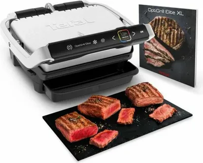 Produktbild von Tefal OptiGrill Elite GC750D12, Schwarz, Weiß, Rechteckig, Berührung, Thermoplast