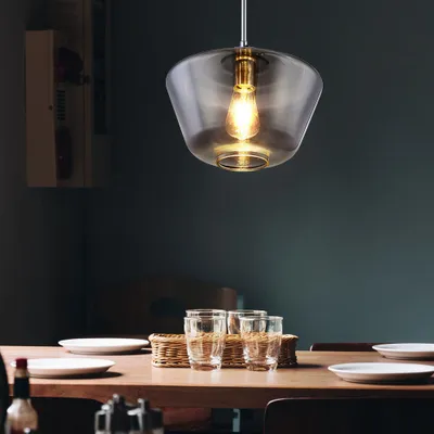 Produktbild von Pendelleuchte, Glas rauchfarben, chrom, H 120 cm