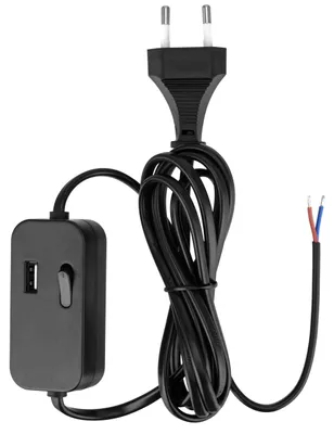 Produktbild von Zuleitung Kabel 2m mit Schalter Eurostecker USB-A schwarz REV Modell-Nr