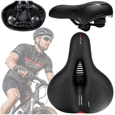 Produktbild von KRUMAD Fahrradsattel mit Federung, Komfort Fahrradsattel, gepolstert, 26 x 21,5 cm, PU, Schaumstoff, Kohlenstoffstahl, für City & Trekking, KI-generiertes Bild