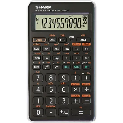 Produktbild von Sharp EL-501T, Tasche, Wissenschaftlicher Taschenrechner, 12 Ziffern, 1 Zeilen, Akku, Schwarz, Weiß
