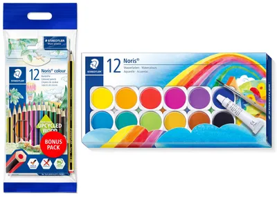 Productafbeelding van STAEDTLER Noris Set met verfdoosje, 12 kleurpotloden, potlood en gum