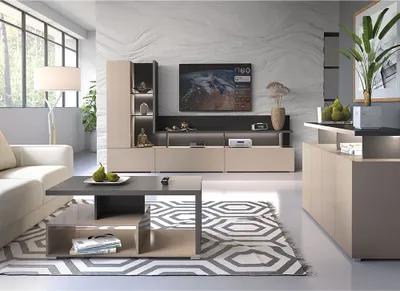Produktbild von Wohnzimmer Set 3-teilig grifflos in beige mit anthrazit, SELCE-83