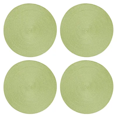 Produktbild von Tischset 4er Set Pistazie rund 35 cm Ø Platzset abwaschbar Platzdeckchen geflochtene Optik