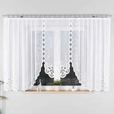 Produktbild von EWELINA - Fertiggardine aus Jacquard mit Schnitt unten - 400x160 cm - weiß